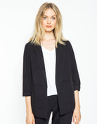 شانا جاكيت سادة كم طويل أسود