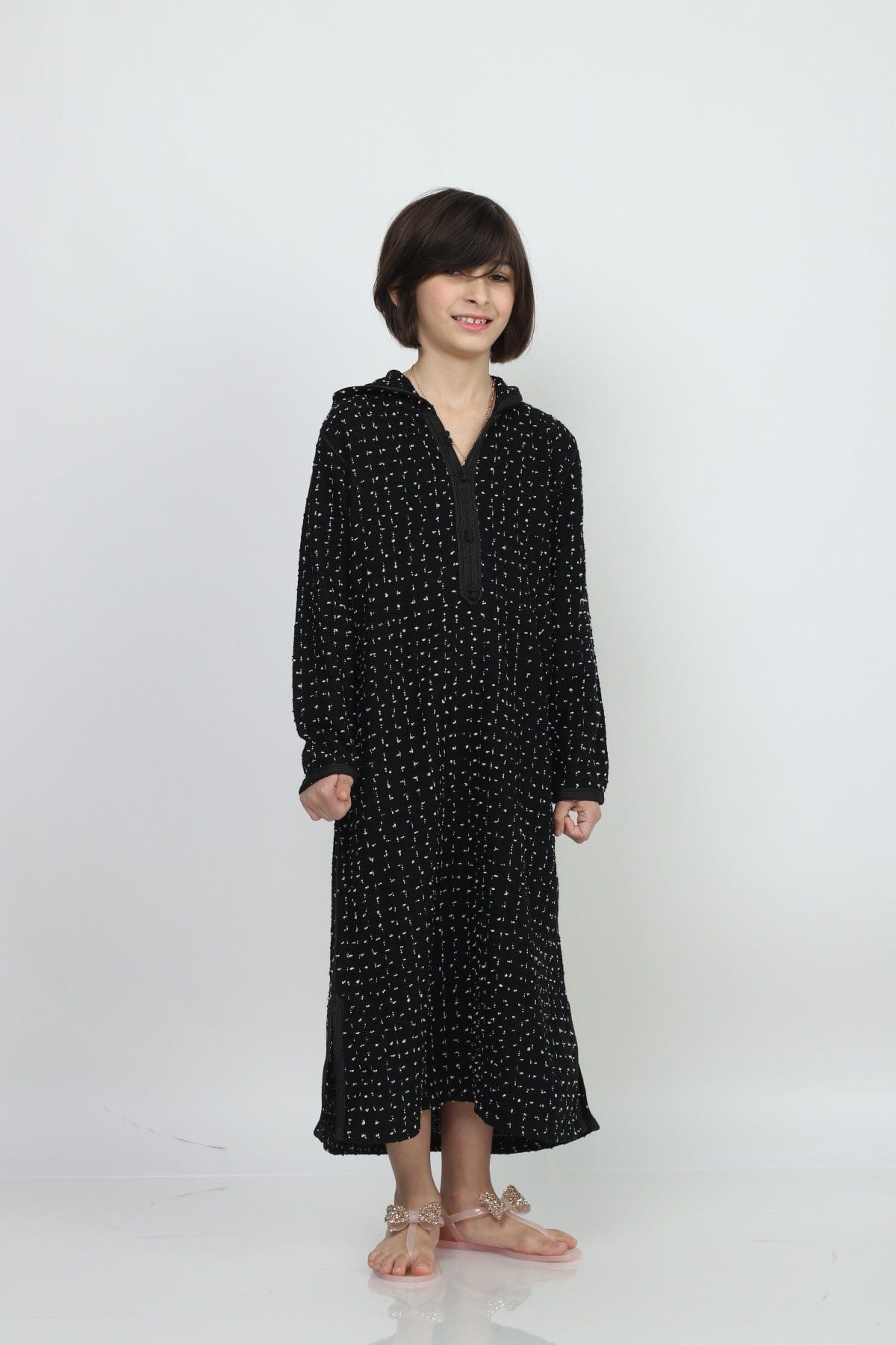 ديامانتين جلابية أطفال رقبة سبعة سهرة كم طويل بنات خليط