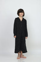 ديامانتين جلابية أطفال رقبة سبعة سهرة كم طويل بنات خليط