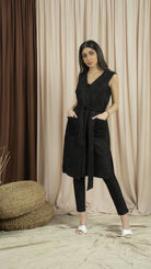 ميكا جاكيت كت نسائي طويل بحزام