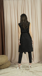 ميكا جاكيت كت نسائي طويل بحزام