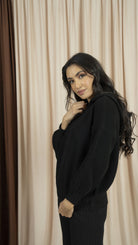 نتشي بلوفر سادة فرو كم طويل نسائي