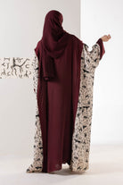 جوهرة عباية من الحرير المغسول باللون العنابي بنمط ثامودي مارون