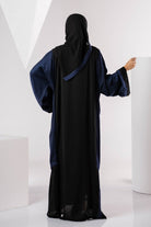 جوهرة عبايه بأكمام واسعه للنساء مع فاصل كروشيه أسود