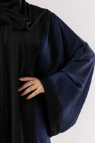 جوهرة عبايه بأكمام واسعه للنساء مع فاصل كروشيه أسود