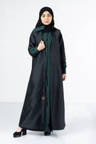 جوهرة عبايه ساده كلاسيكية برقبة جاكار من التفتا أسود