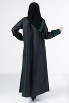 جوهرة عبايه ساده كلاسيكية برقبة جاكار من التفتا أسود