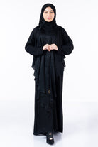 جوهرة عبايه حرير من بلاك بيري على شكل زهور أسود