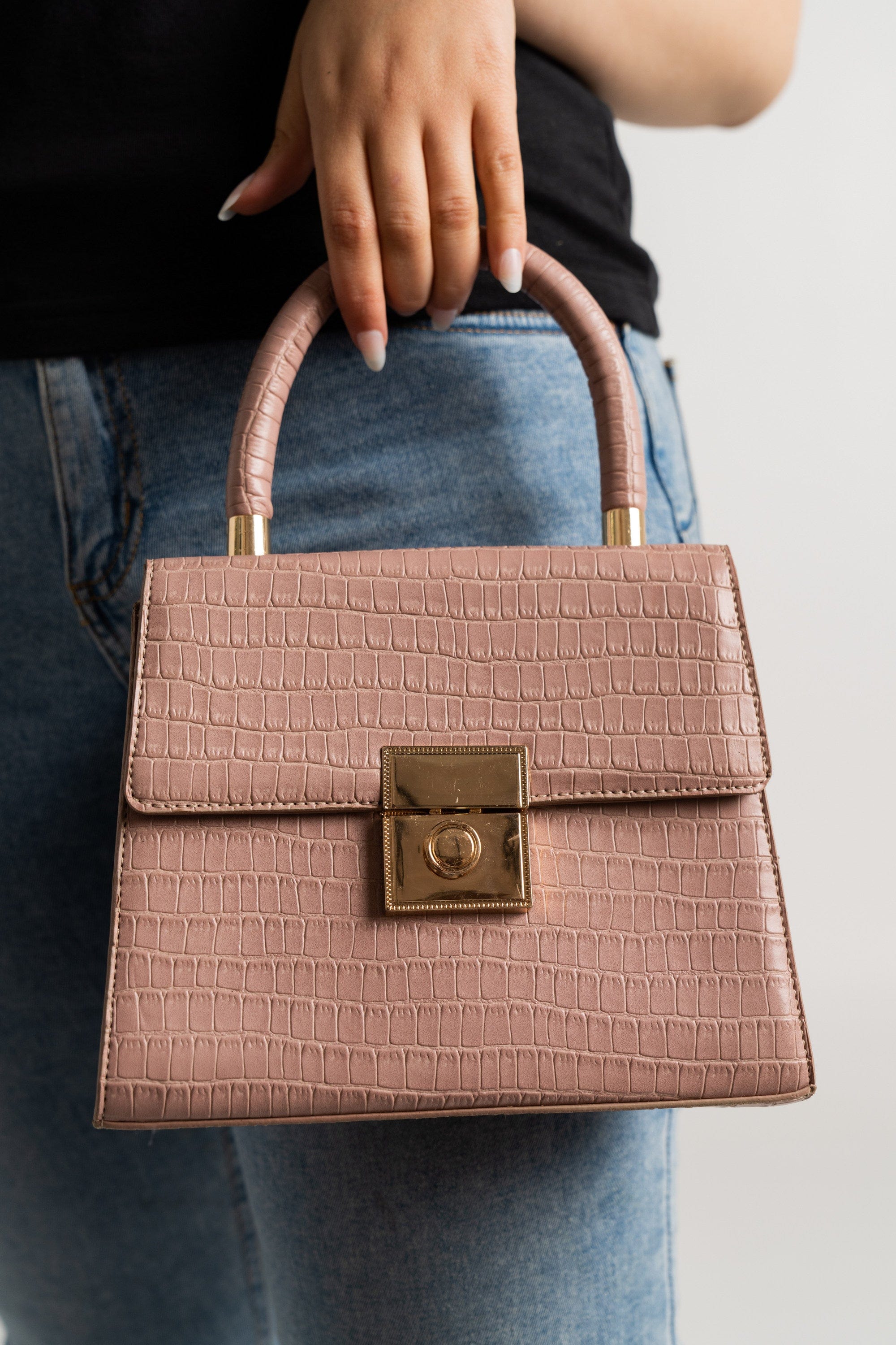 داليدرس حقيبة يد جلد ثعبان سادة نسائي