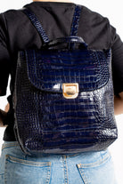 داليدرس حقيبة ظهر كتفين جلد ثعبان سادة