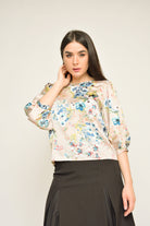 نتشي بلوزة ستان سواريه نسائية مشجرة