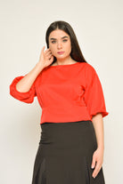 نتشي بلوزة كلاسيكية سادة مخصرة أكمام طويلة بف نسائي