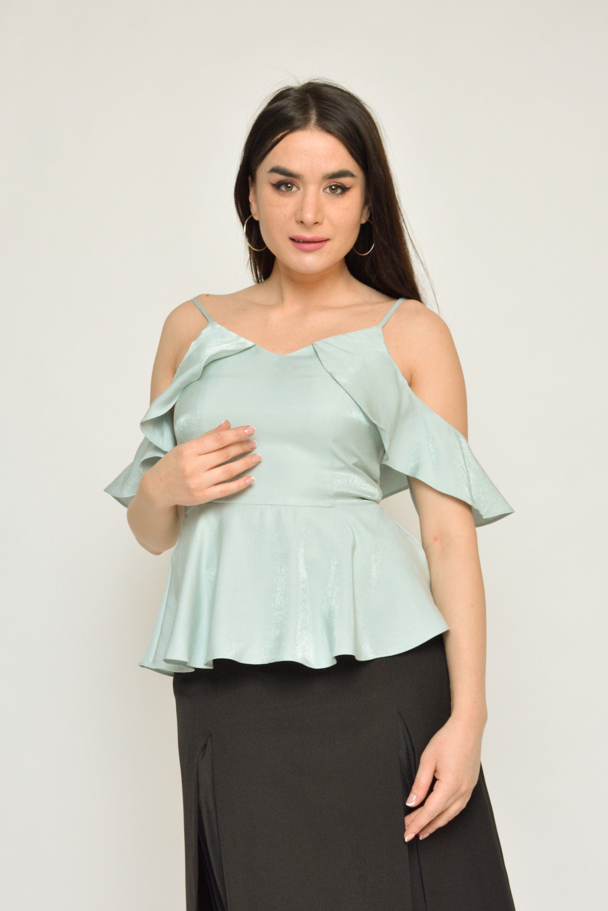 نتشي بلوزة سهرة حمالات بأكتاف مكشوفة نسائي