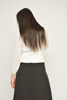 نتشي بلوزة سهرة بأزرار امامية وكم طويل نسائي