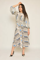 نتشي بلوزة منقوشة بكم طويل منفوخة نسائي