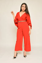 نتشي جمبسوت نسائي بأكمام فراشة بحزام علي الخصر