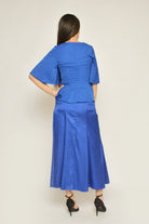 نتشي بلوزة سادة مخصر كم قصير واسع نسائي