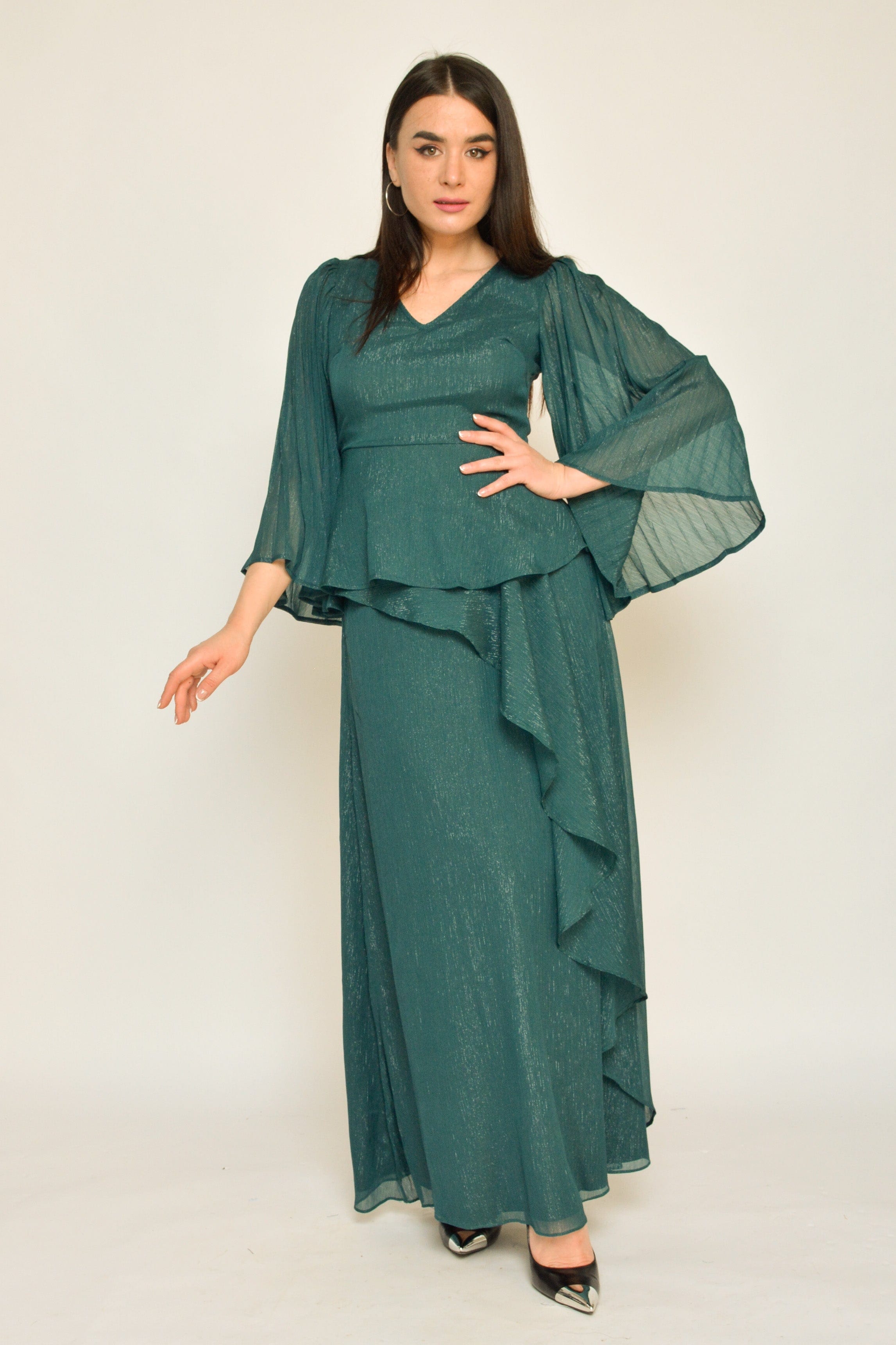 نتشي تنورة سهرة كلوش من الجانب طويلة نسائية