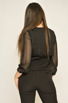 نتشي بلوزة سهرة بأزرار امامية وكم طويل نسائي