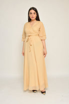 نتشي فستان سهره بحزام فتحة صدر سبعة كم قصير