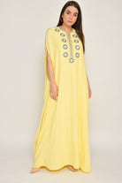 ديامانتين عباية واسعة مطرزة من أعلى أكمام قصيرة مفتوحة