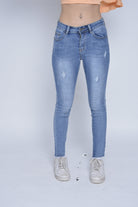 نتشي بنطلون جينز سكيني نسائي مشقق