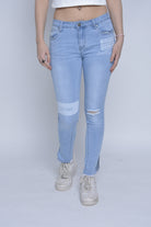 نتشي بنطلون سكيني مقطع على الركبة طويل نسائي