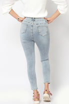 نتشي بنطلون جينز مقطع بسحاب وزرار وجيوب سكيني طويل نسائي