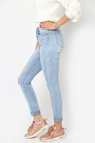 نتشي بنطلون جينز مقطع طويل بجيوب وسحاب نسائي