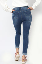 نتشي بنطلون جينز مقطع طويل بجيوب وسحاب نسائي