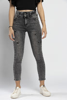 نتشي بنطلون جينز مقطع خصر مرتفع طويل نسائي