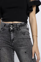 نتشي بنطلون جينز مقطع خصر مرتفع طويل نسائي