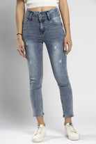 نتشي بنطلون جينز مقطع خصر مرتفع طويل نسائي