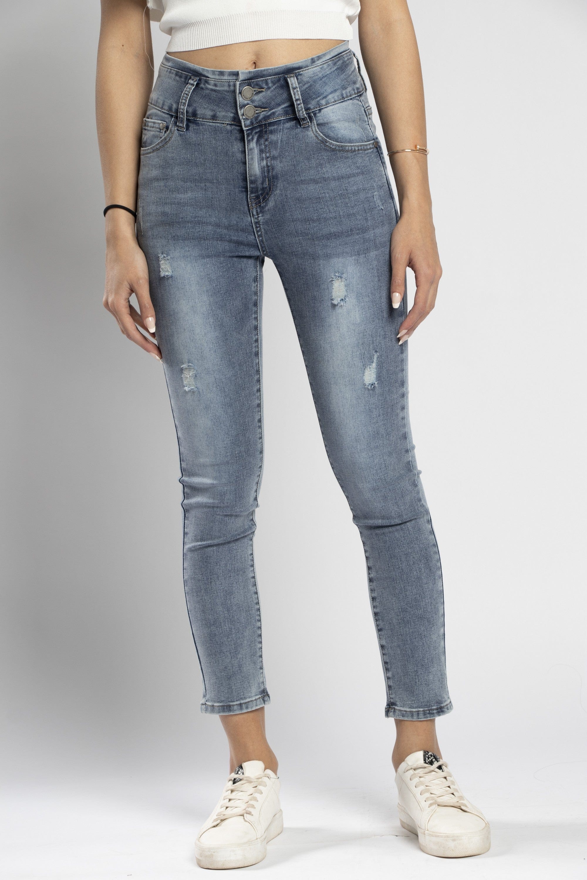 نتشي بنطلون جينز مقطع خصر مرتفع طويل نسائي