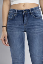 نتشي بنطلون جينز ضيق هاي ويست بسحاب وجيوب طويل نسائي