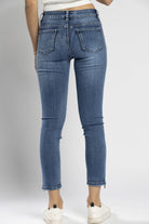 نتشي بنطلون جينز ضيق هاي ويست بسحاب وجيوب طويل نسائي