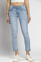 نتشي بنطلون جينز ضيق هاي ويست بسحاب وجيوب طويل نسائي