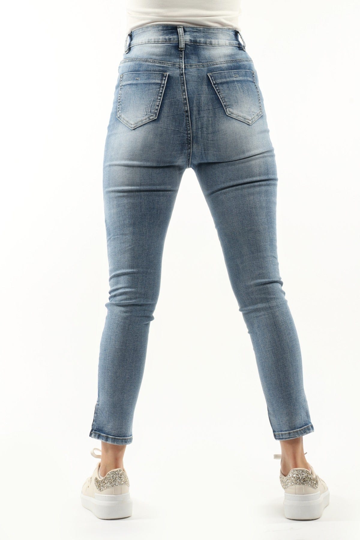 نتشي بنطلون جينز بخصر مرتفع سكيني طويل نسائي