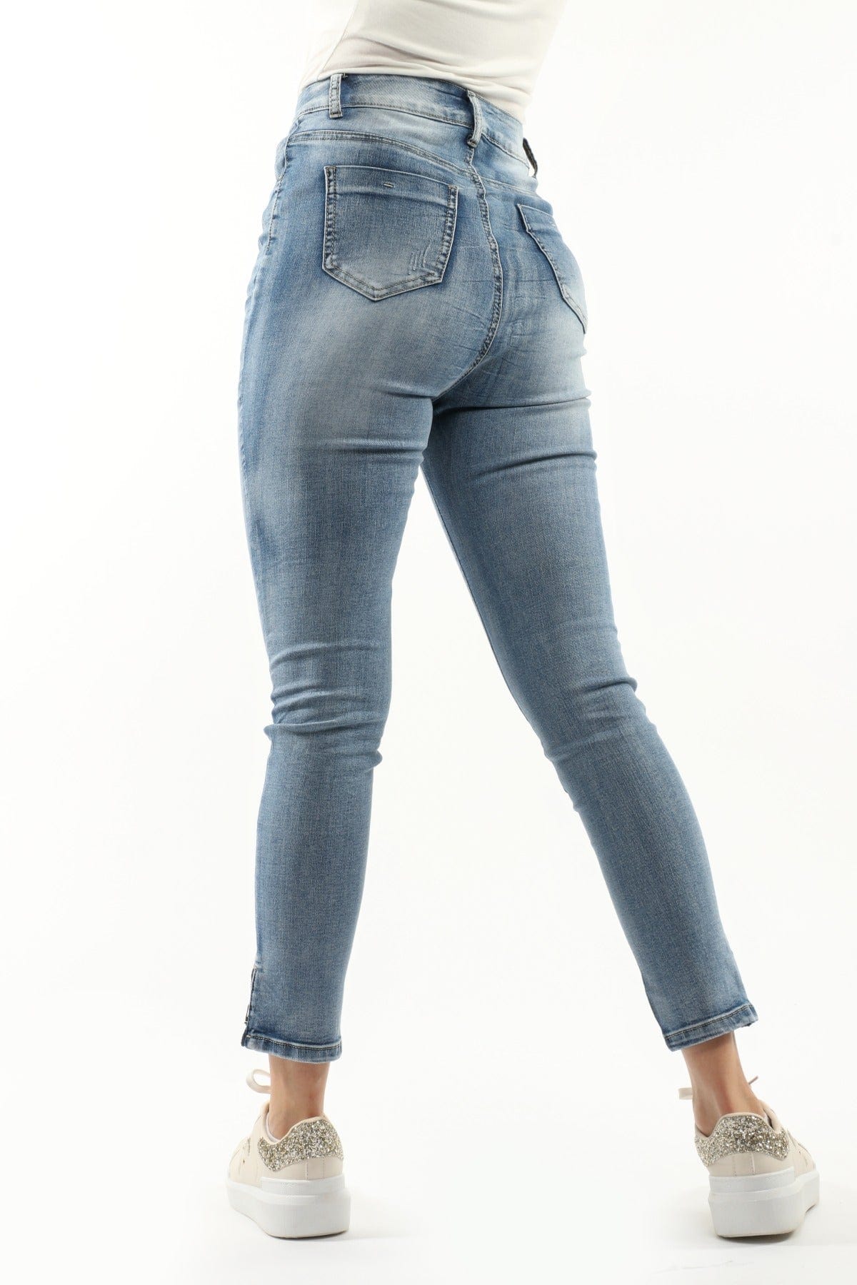 نتشي بنطلون جينز بخصر مرتفع سكيني طويل نسائي