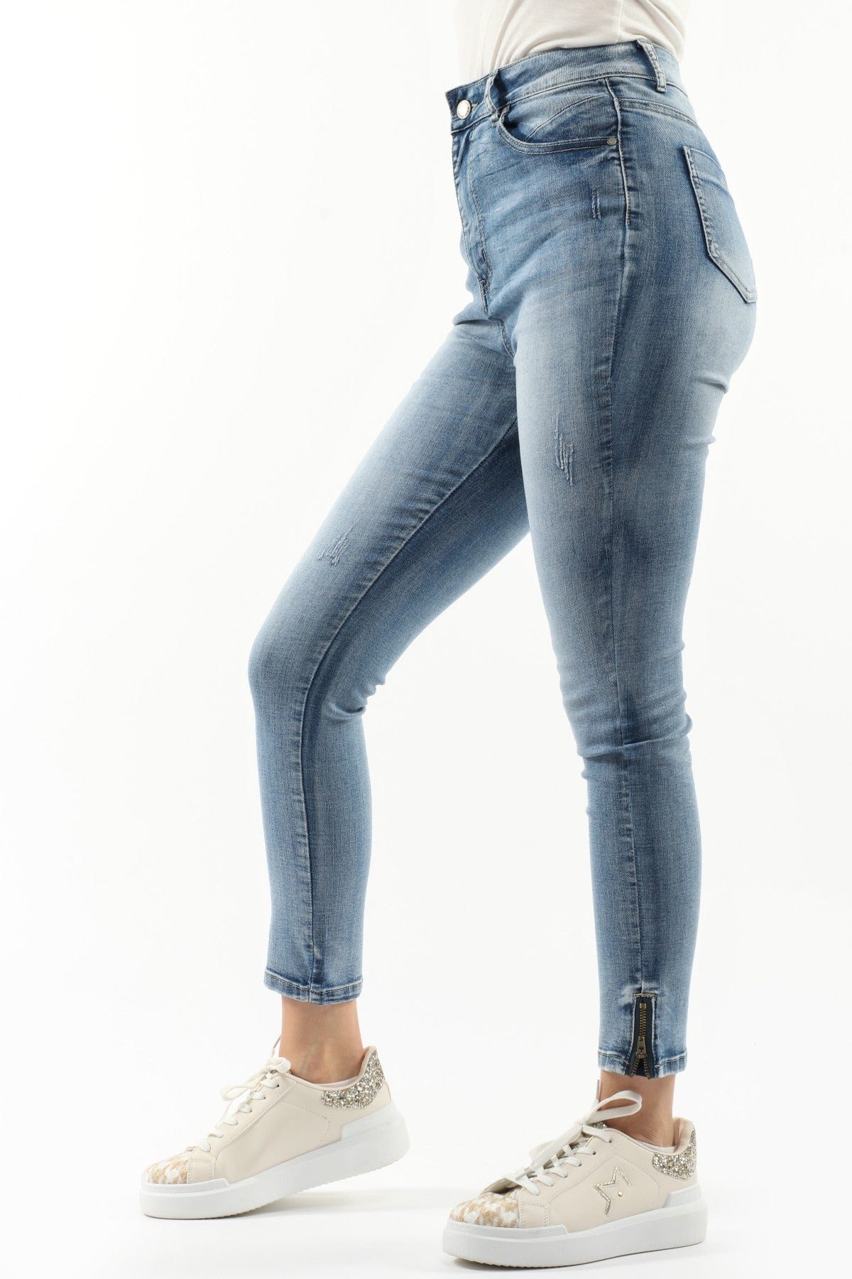 نتشي بنطلون جينز بخصر مرتفع سكيني طويل نسائي