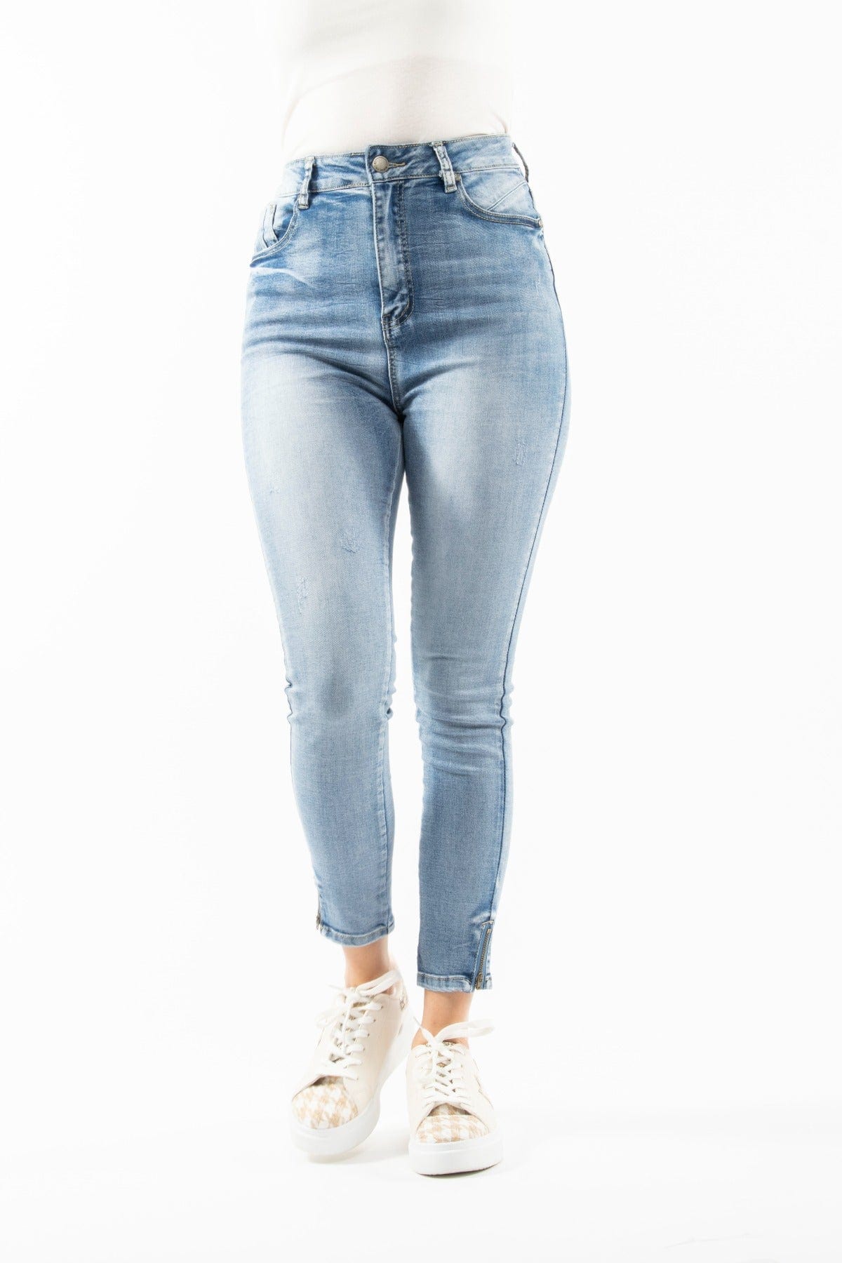 نتشي بنطلون جينز بخصر مرتفع سكيني طويل نسائي