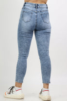 نتشي بنطلون جينز سكيني هاي ويست بسحاب وجيوب وزرار طويل نسائي