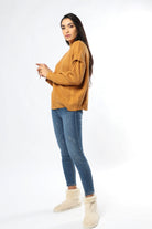 نتشي بلوفر صوف أوفر سايز كم طويل نسائي