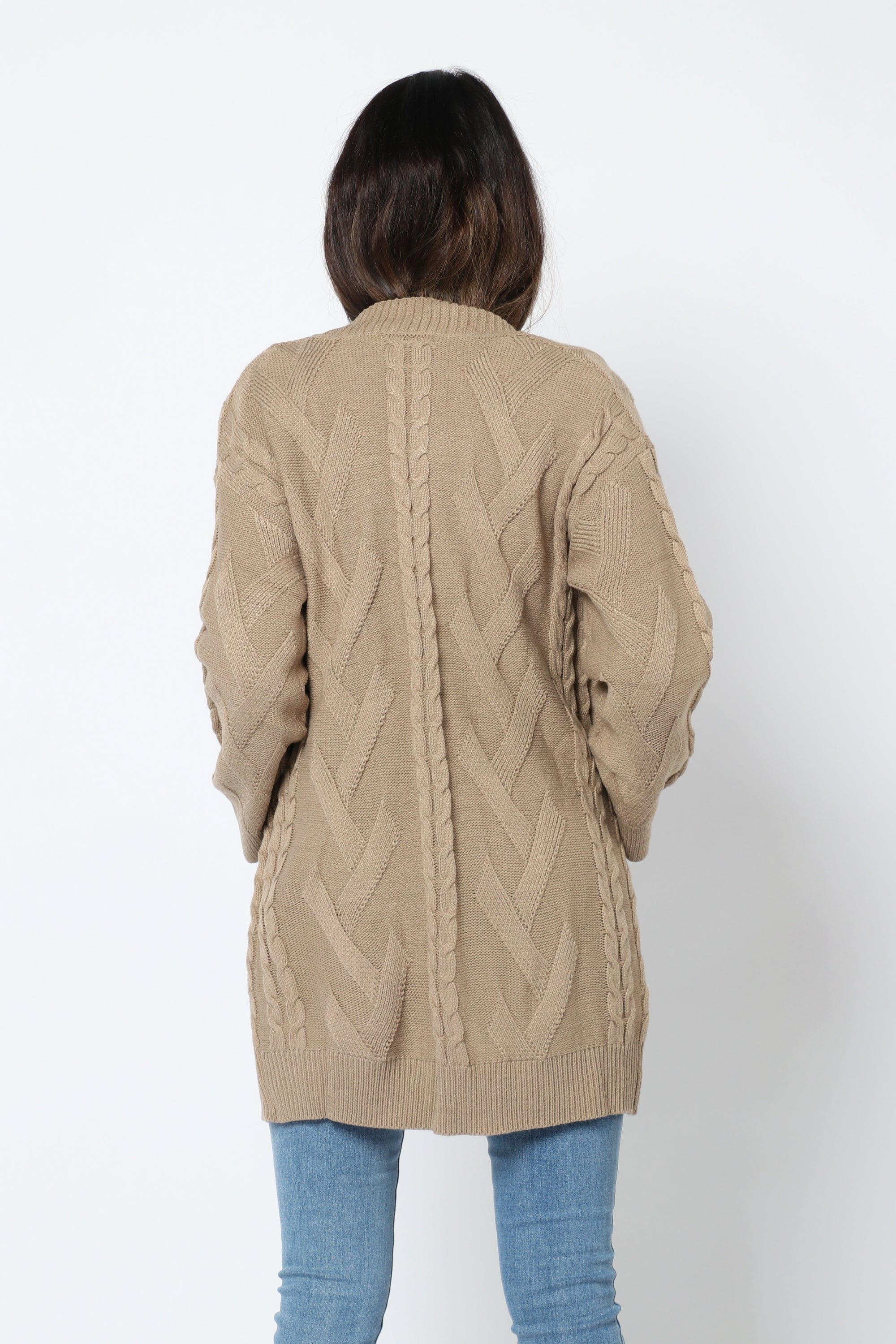 نتشي كارديجان صوف بأزرار أمامية بأكمام طويلة