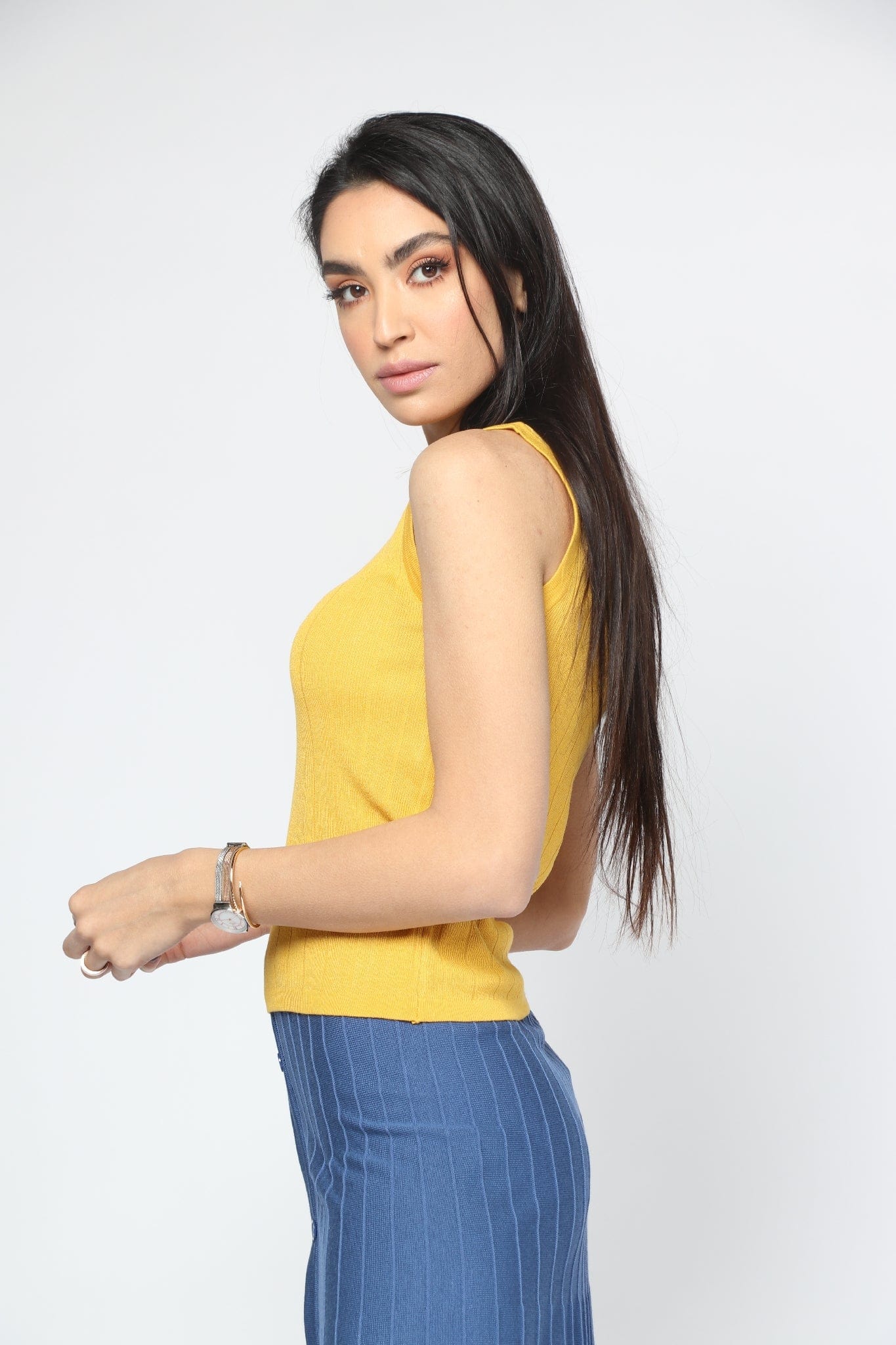 نتشي بلوزة كت مخططة بالطول نسائي