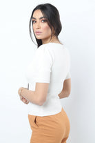 نتشي بلوزة قطنية مكشكشة من الصدر كم قصير نسائي