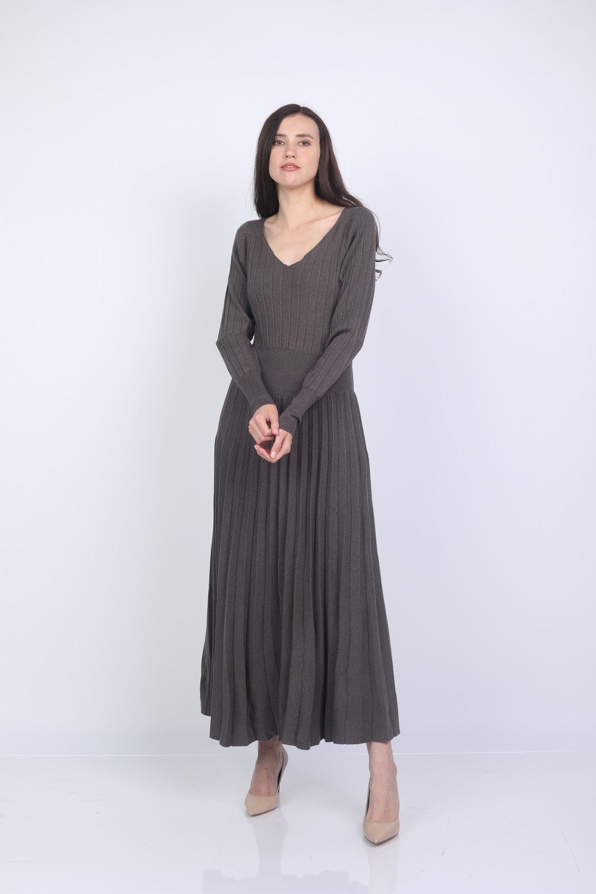 نتشي فستان شتوي طويل بليسية نسائي