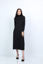 نتشي فستان ميدي صوف شتوي بأكمام طويلة