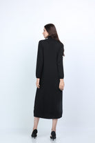 نتشي فستان ميدي صوف شتوي بأكمام طويلة