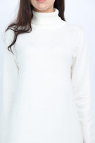 نتشي فستان ميدي صوف شتوي بأكمام طويلة